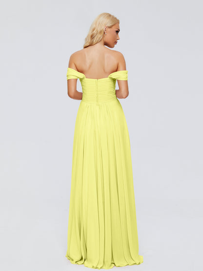 Trinity Off-The-Shoulder Chiffon Bridesmaid Dresses