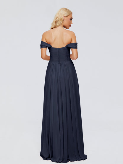 Trinity Off-The-Shoulder Chiffon Bridesmaid Dresses