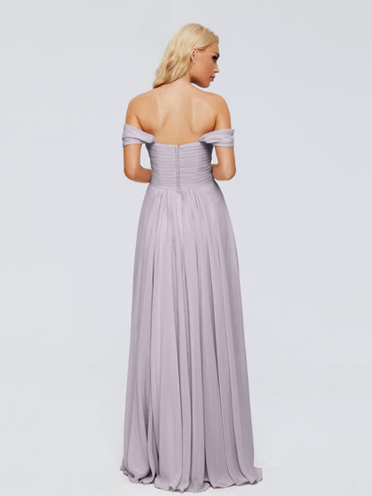 Trinity Off-The-Shoulder Chiffon Bridesmaid Dresses