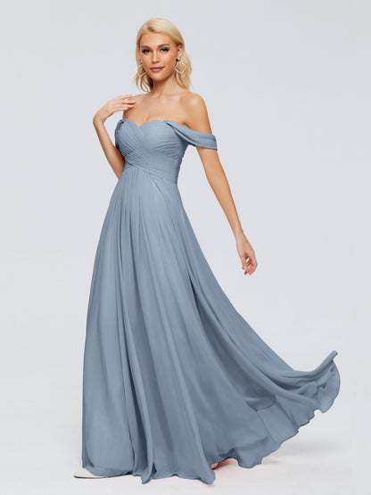 Trinity Off-The-Shoulder Chiffon Bridesmaid Dresses
