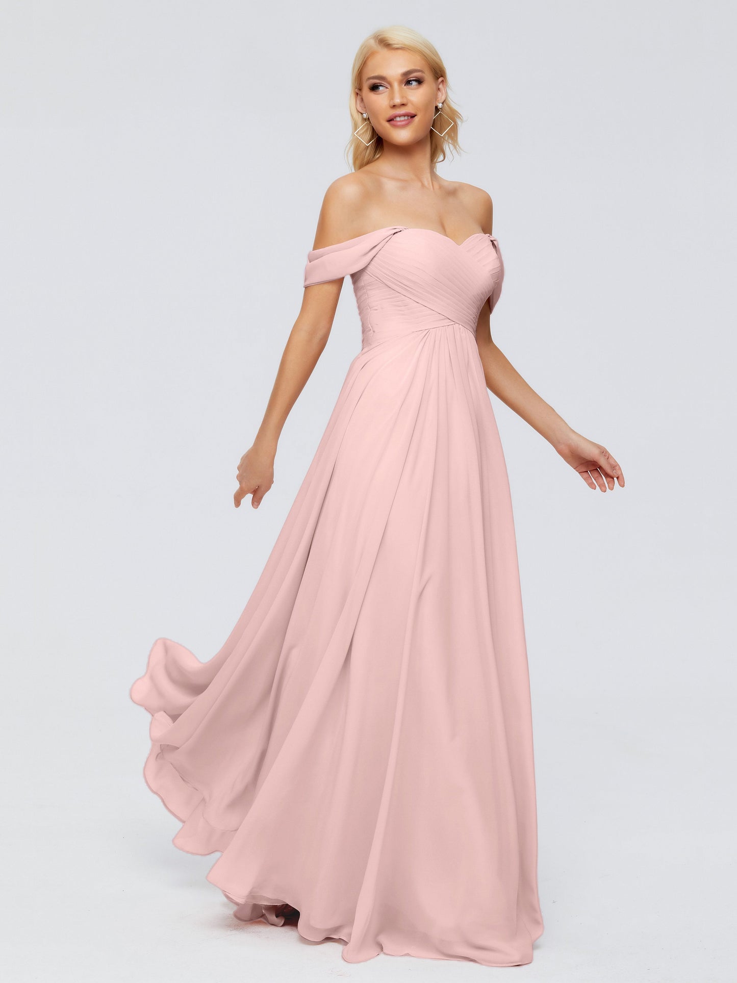 Trinity Off-The-Shoulder Chiffon Bridesmaid Dresses