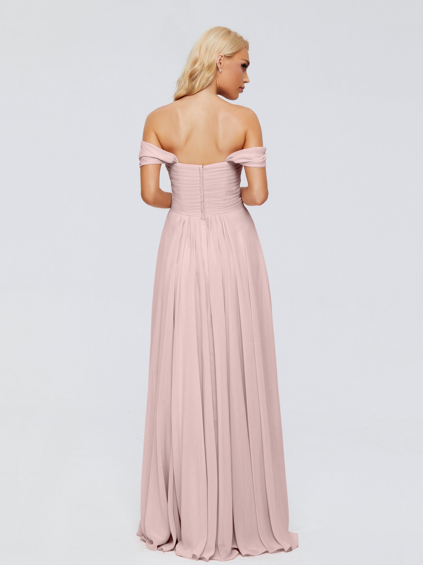 Trinity Off-The-Shoulder Chiffon Bridesmaid Dresses