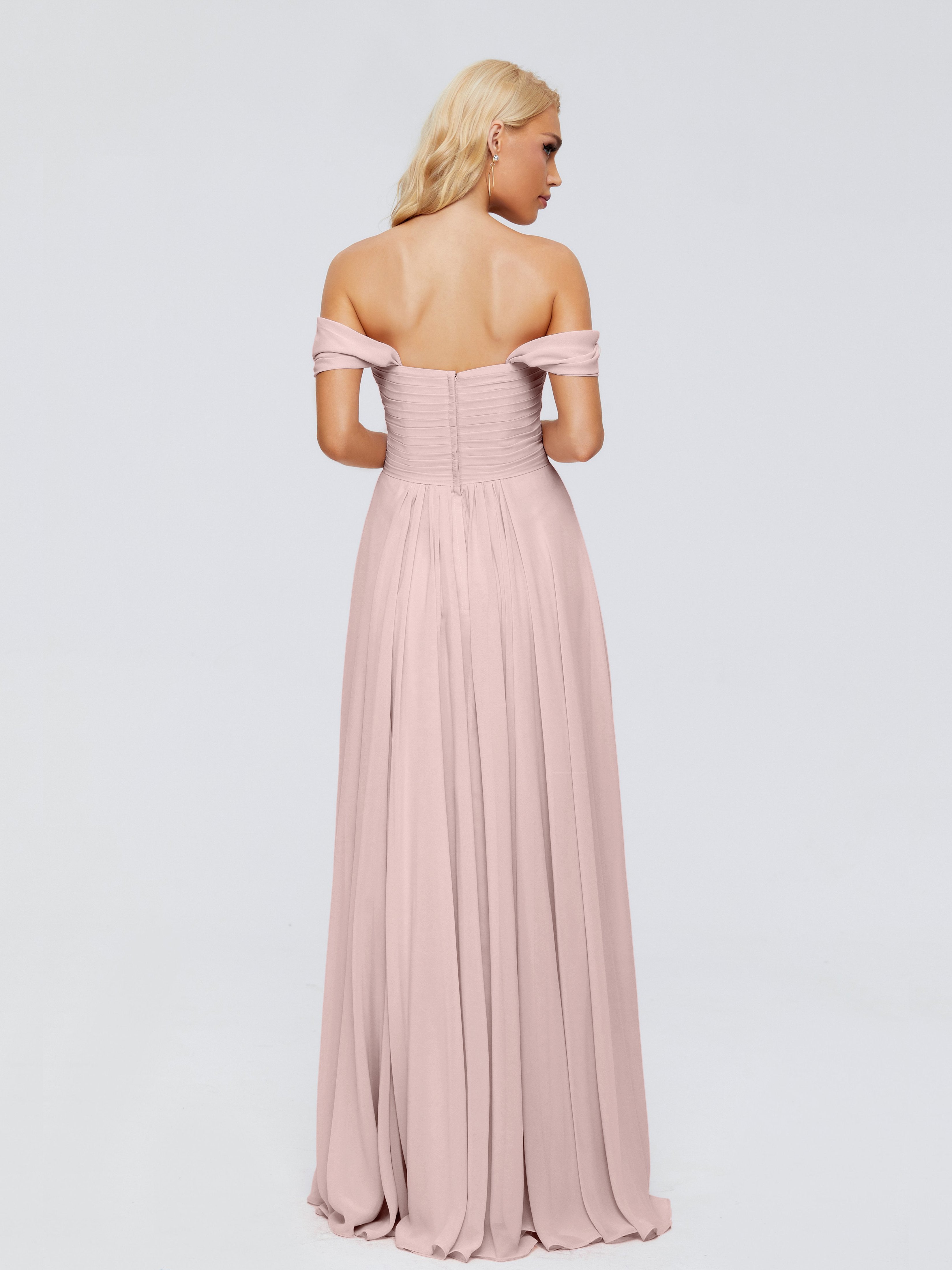 Trinity Off-The-Shoulder Chiffon Bridesmaid Dresses