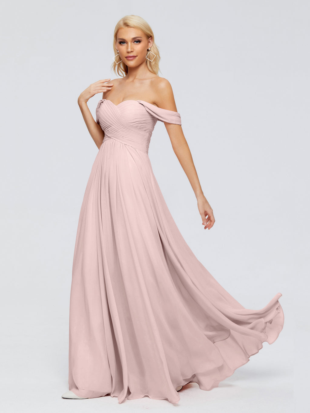 Trinity Off-The-Shoulder Chiffon Bridesmaid Dresses