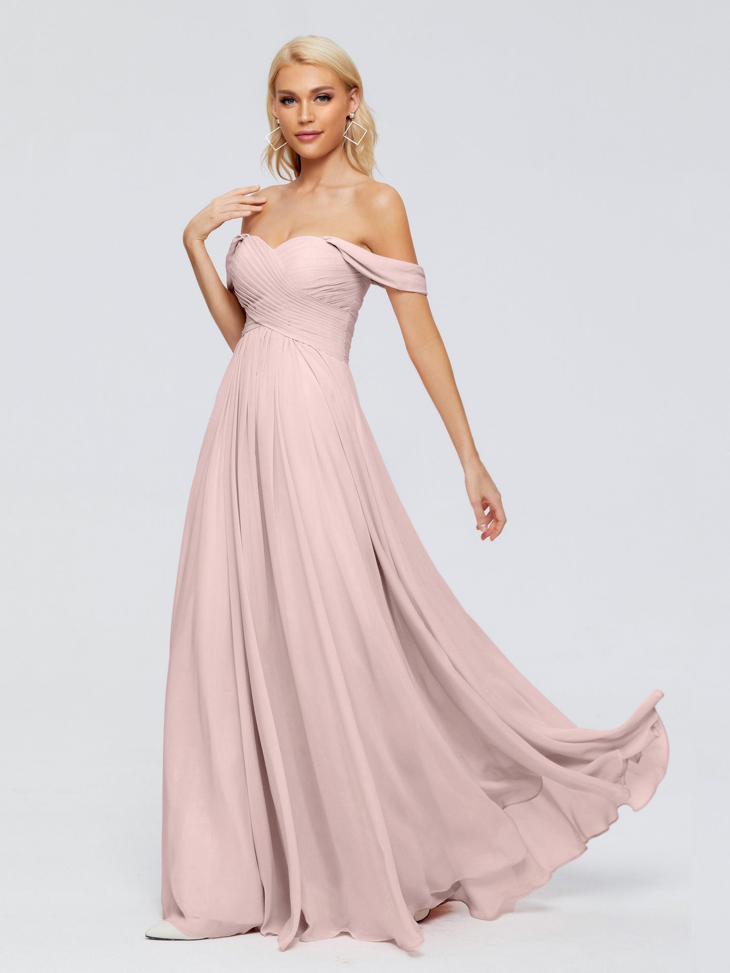 Trinity Off-The-Shoulder Chiffon Bridesmaid Dresses