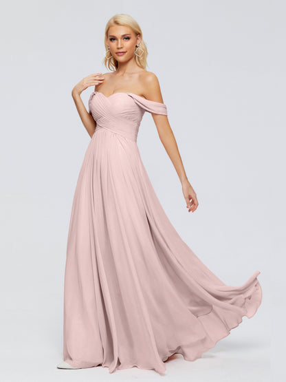 Trinity Off-The-Shoulder Chiffon Bridesmaid Dresses