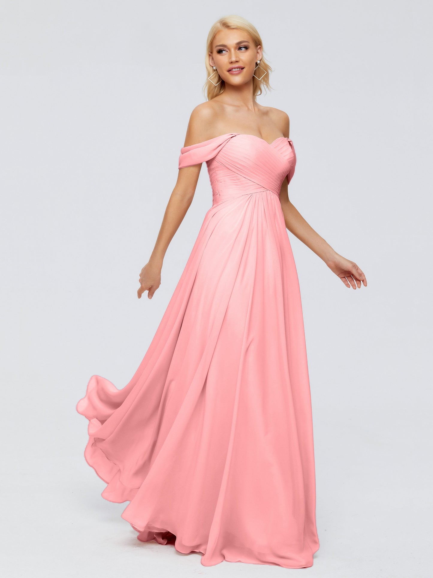 Trinity Off-The-Shoulder Chiffon Bridesmaid Dresses