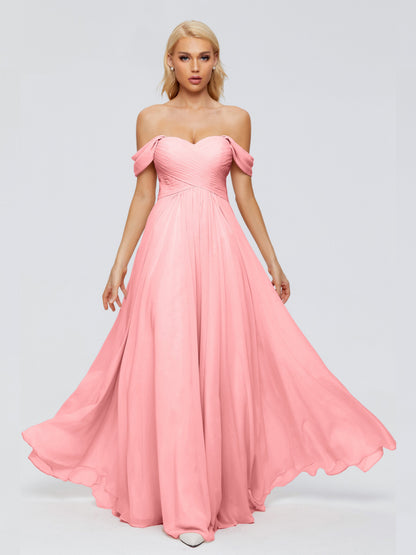 Trinity Off-The-Shoulder Chiffon Bridesmaid Dresses
