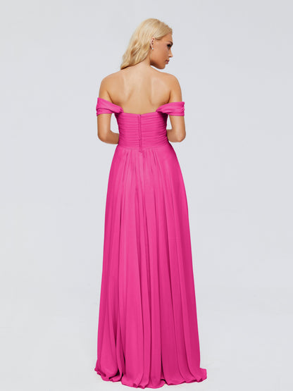 Trinity Off-The-Shoulder Chiffon Bridesmaid Dresses