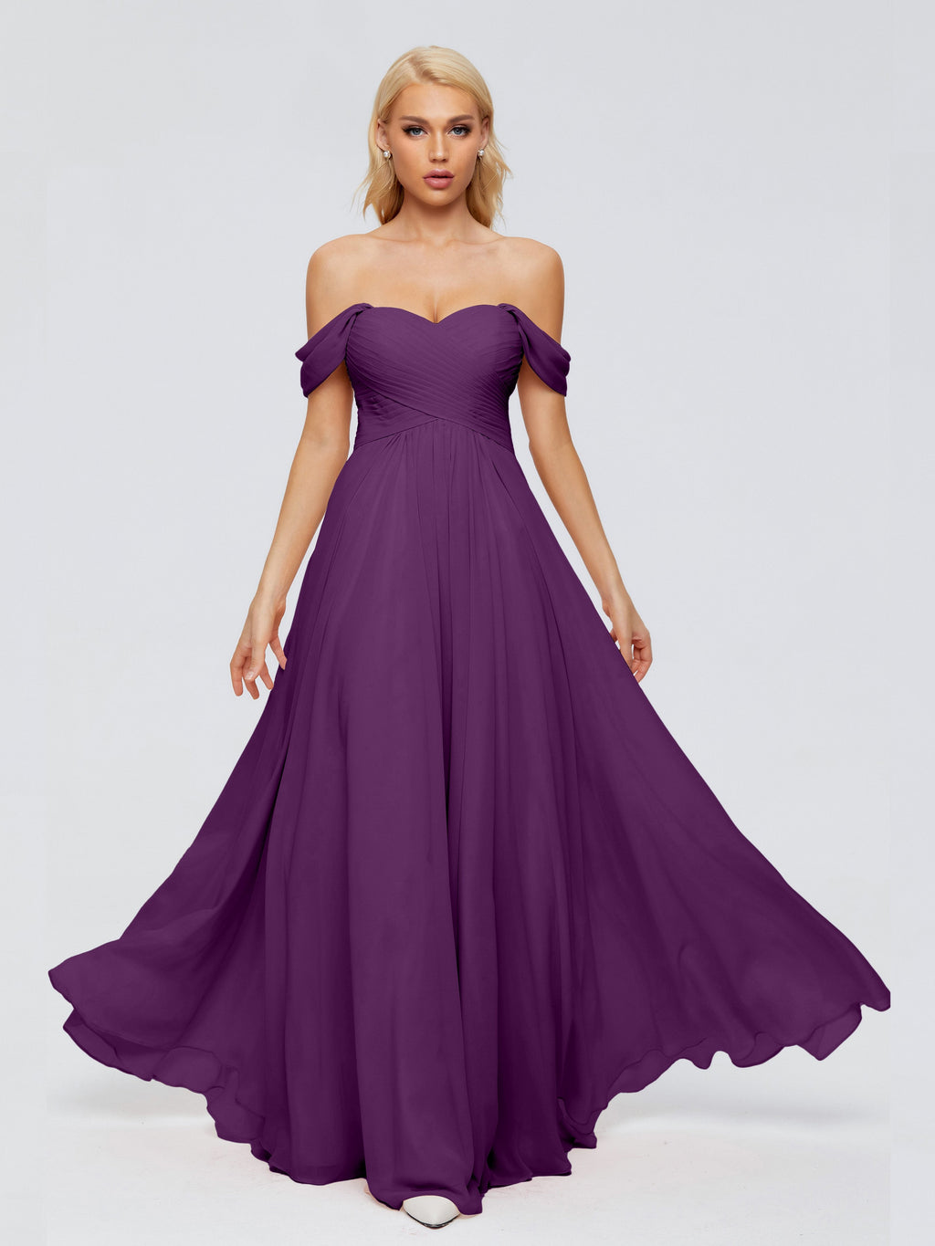 Trinity Off-The-Shoulder Chiffon Bridesmaid Dresses