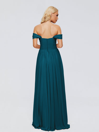 Trinity Off-The-Shoulder Chiffon Bridesmaid Dresses