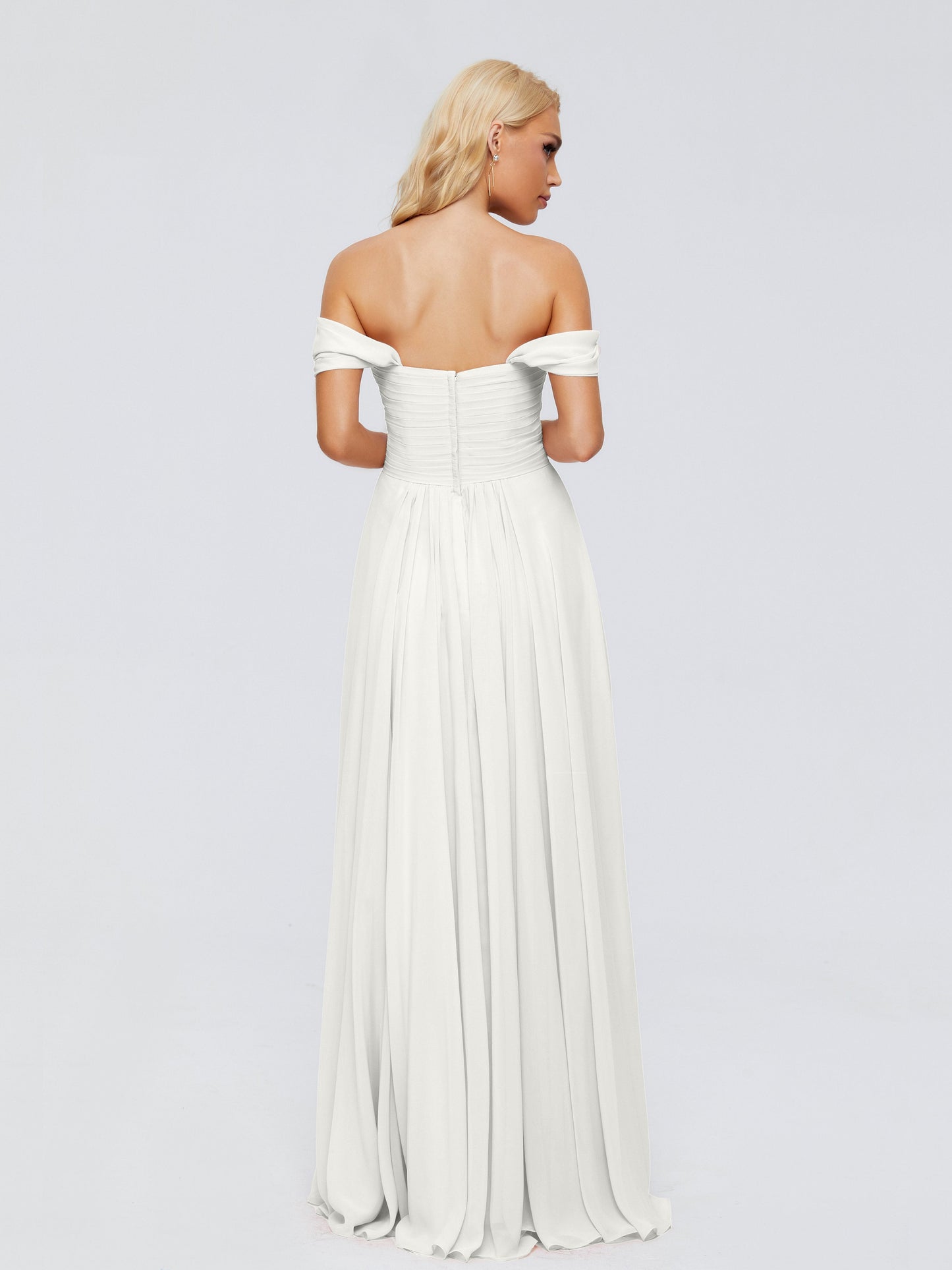 Trinity Off-The-Shoulder Chiffon Bridesmaid Dresses