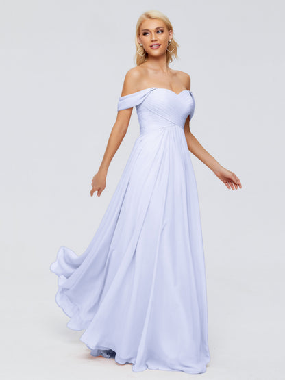 Trinity Off-The-Shoulder Chiffon Bridesmaid Dresses