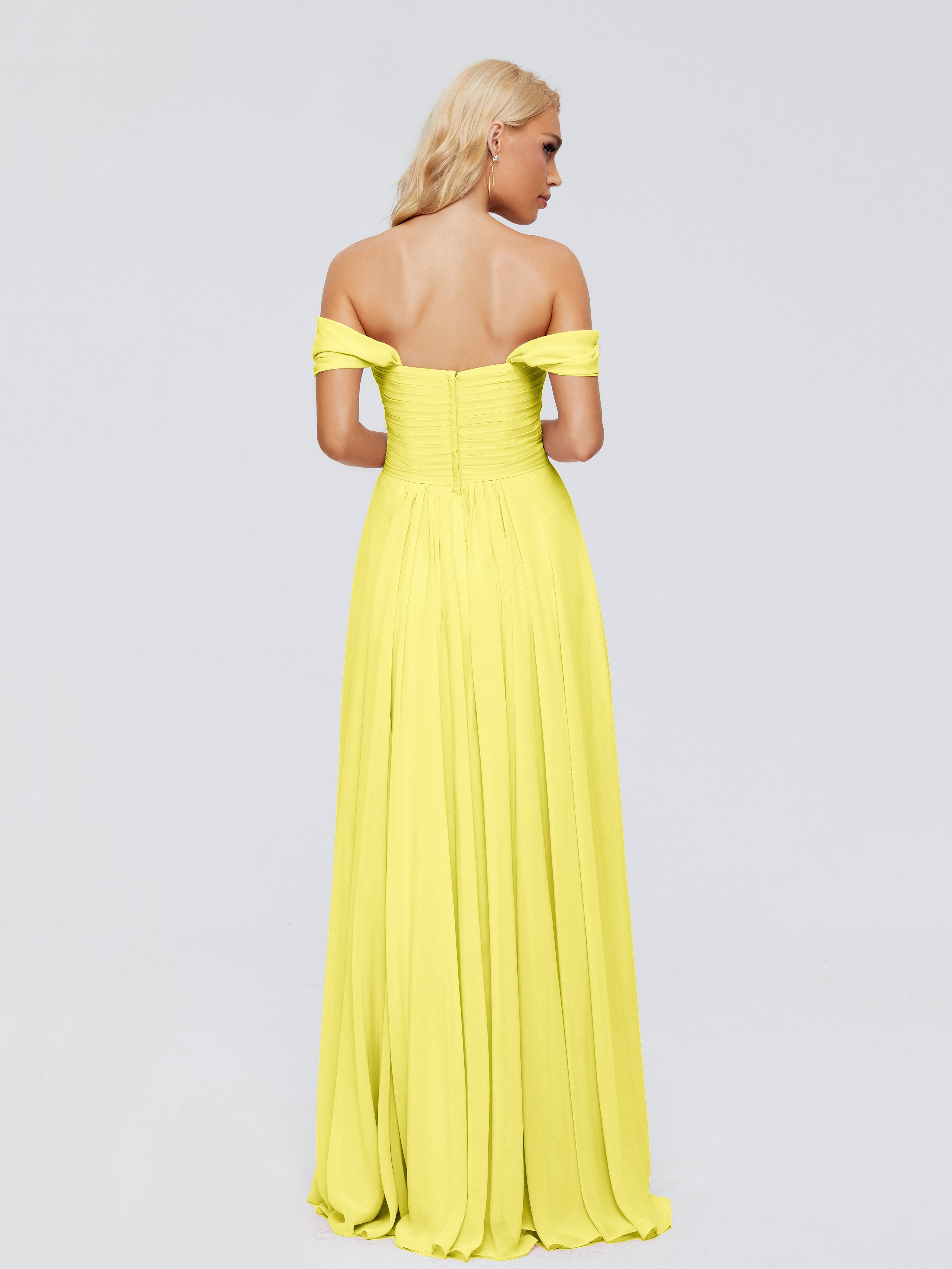 Trinity Off-The-Shoulder Chiffon Bridesmaid Dresses