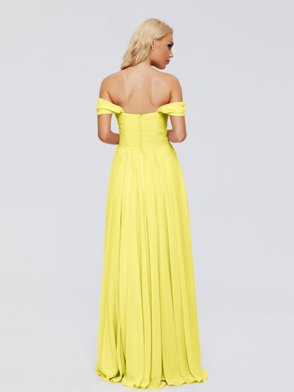 Trinity Off-The-Shoulder Chiffon Bridesmaid Dresses