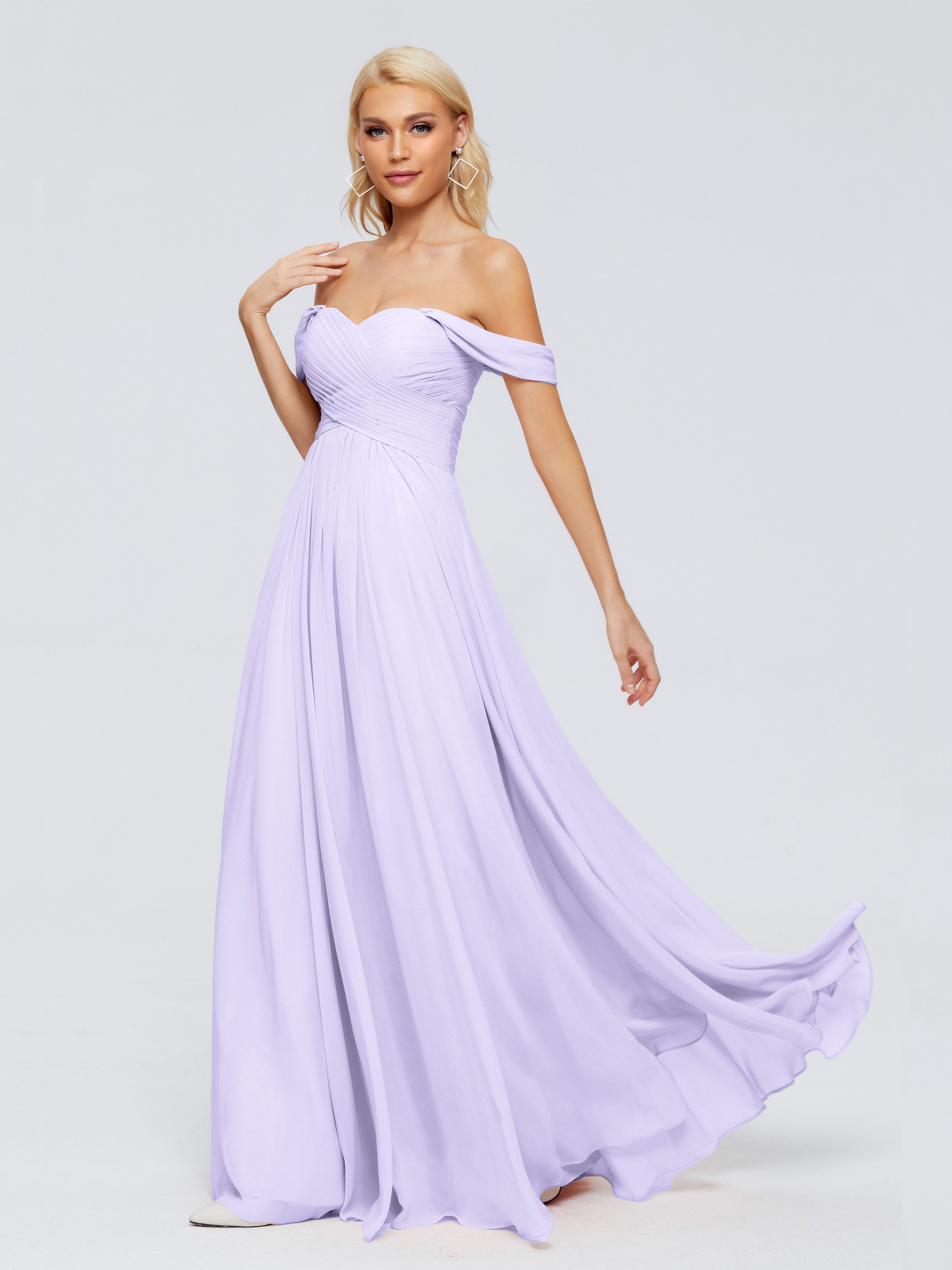 Trinity Off-The-Shoulder Chiffon Bridesmaid Dresses