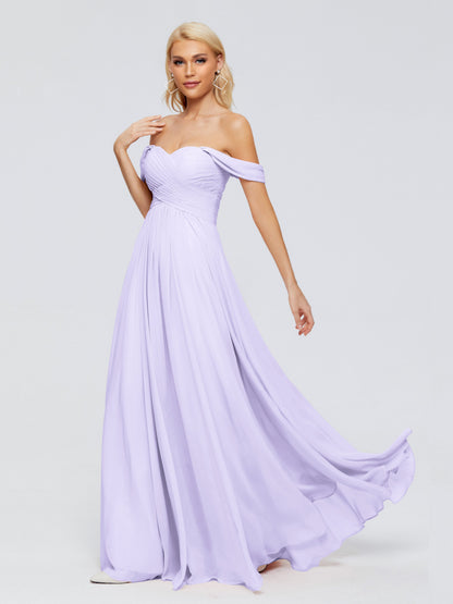 Trinity Off-The-Shoulder Chiffon Bridesmaid Dresses