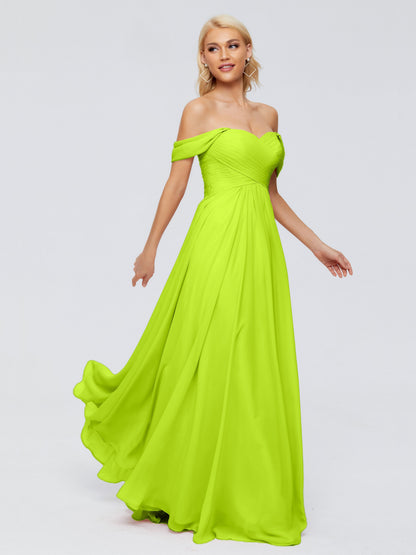 Trinity Off-The-Shoulder Chiffon Bridesmaid Dresses