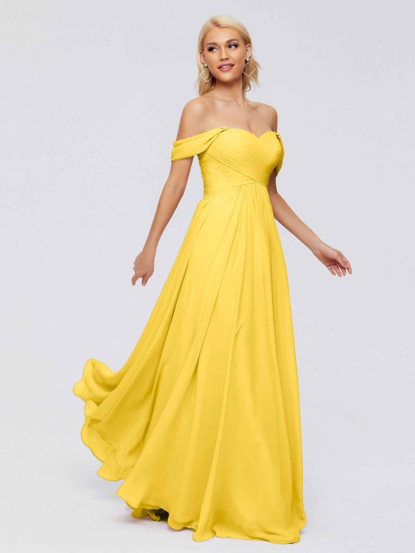Trinity Off-The-Shoulder Chiffon Bridesmaid Dresses