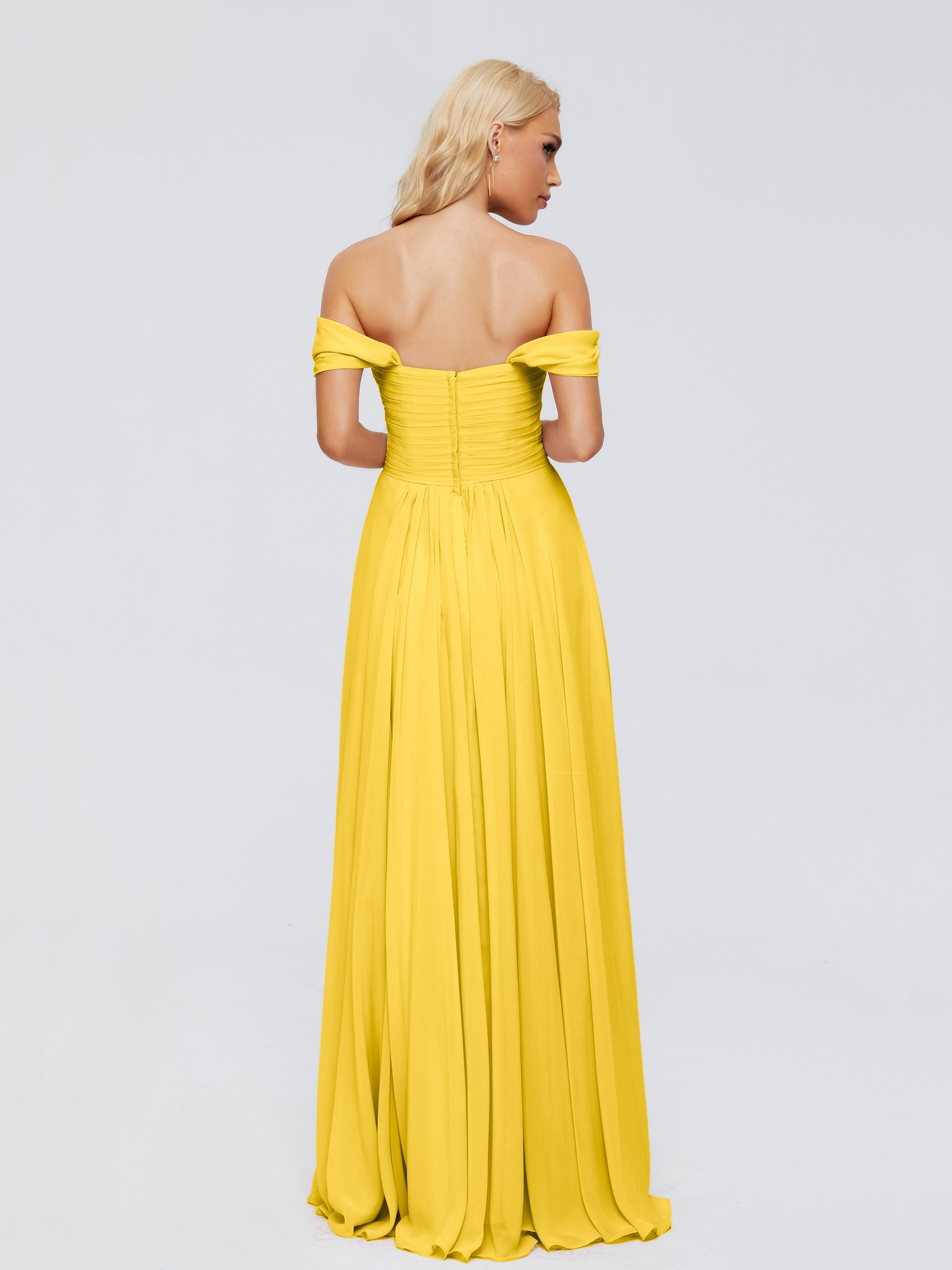Trinity Off-The-Shoulder Chiffon Bridesmaid Dresses