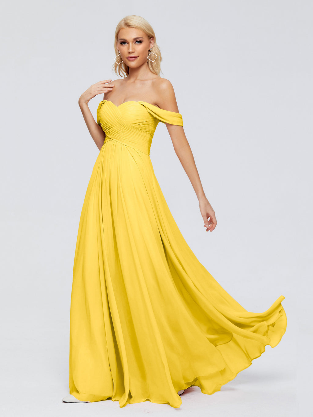 Trinity Off-The-Shoulder Chiffon Bridesmaid Dresses