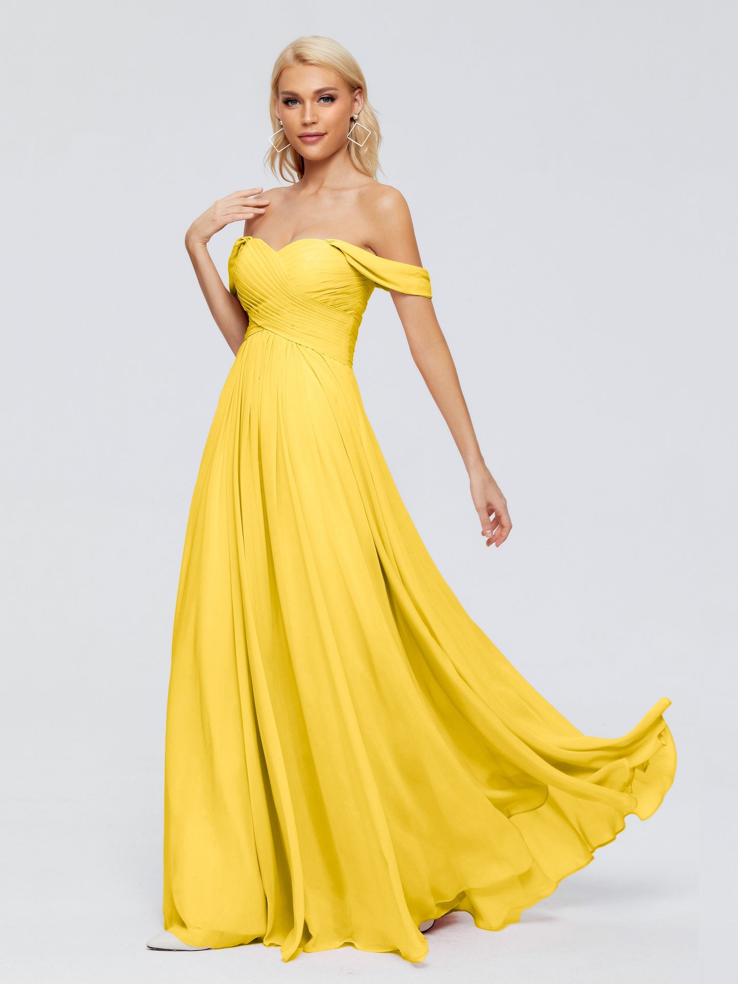 Trinity Off-The-Shoulder Chiffon Bridesmaid Dresses