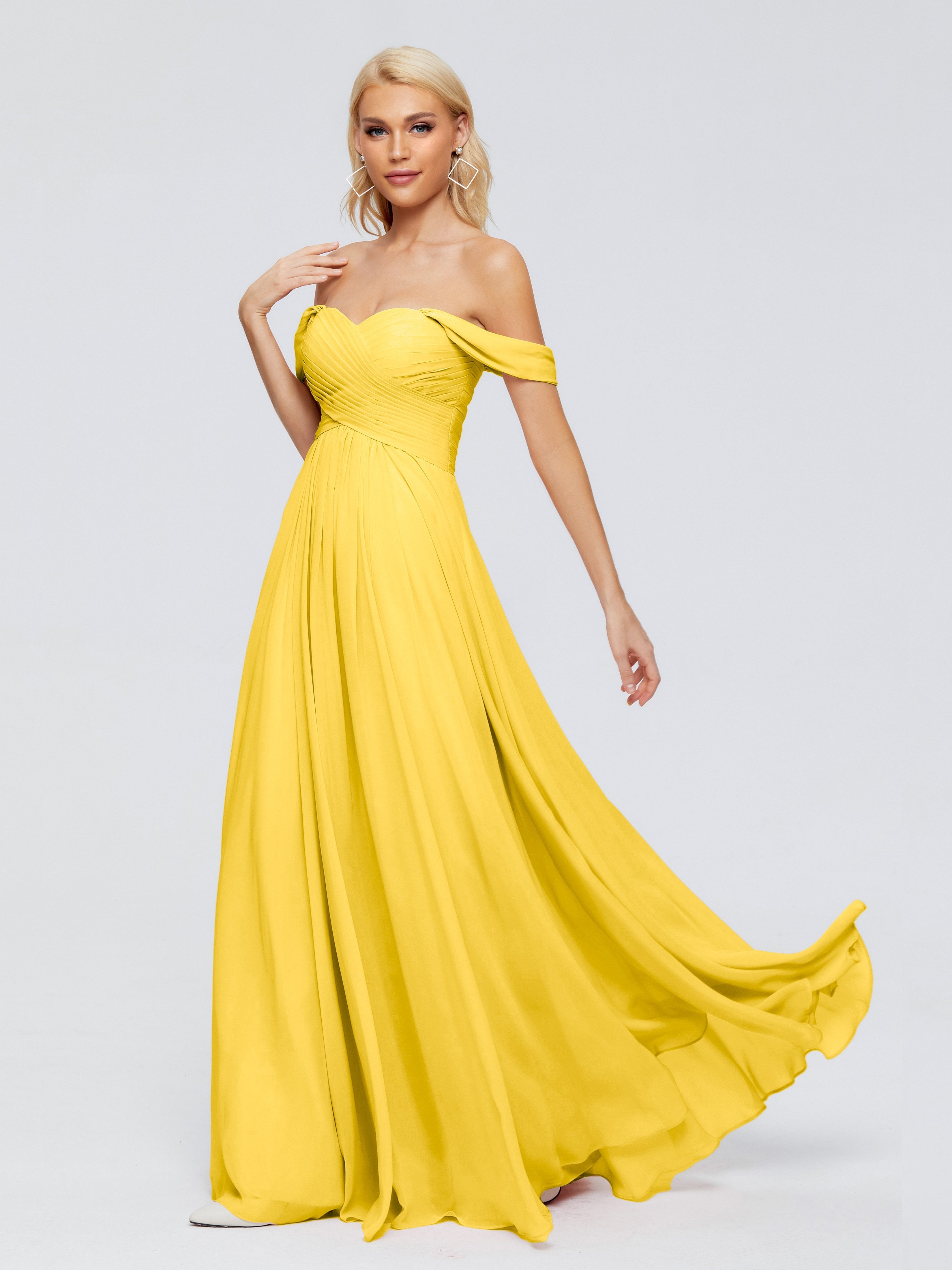 Trinity Off-The-Shoulder Chiffon Bridesmaid Dresses