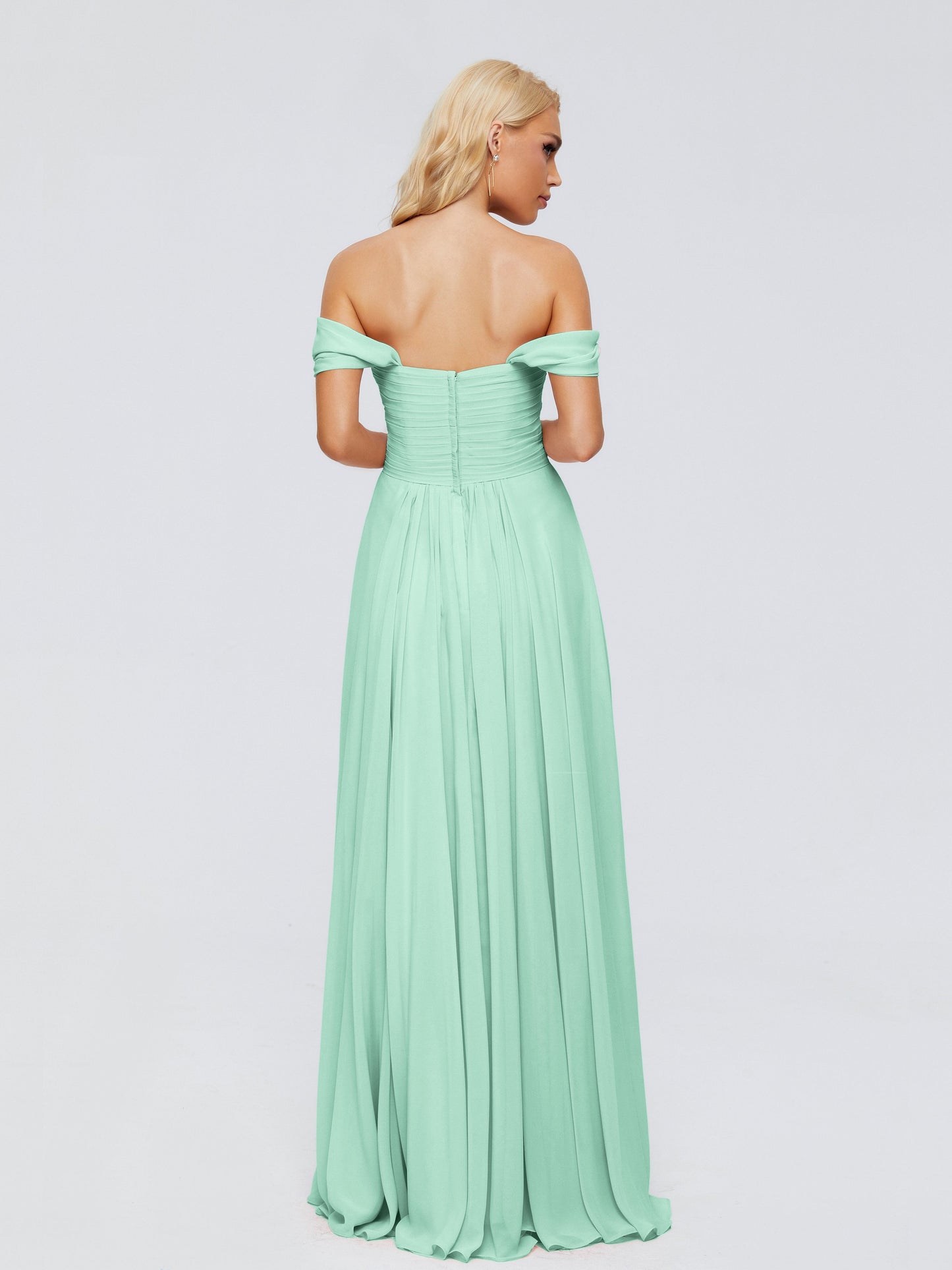 Trinity Off-The-Shoulder Chiffon Bridesmaid Dresses