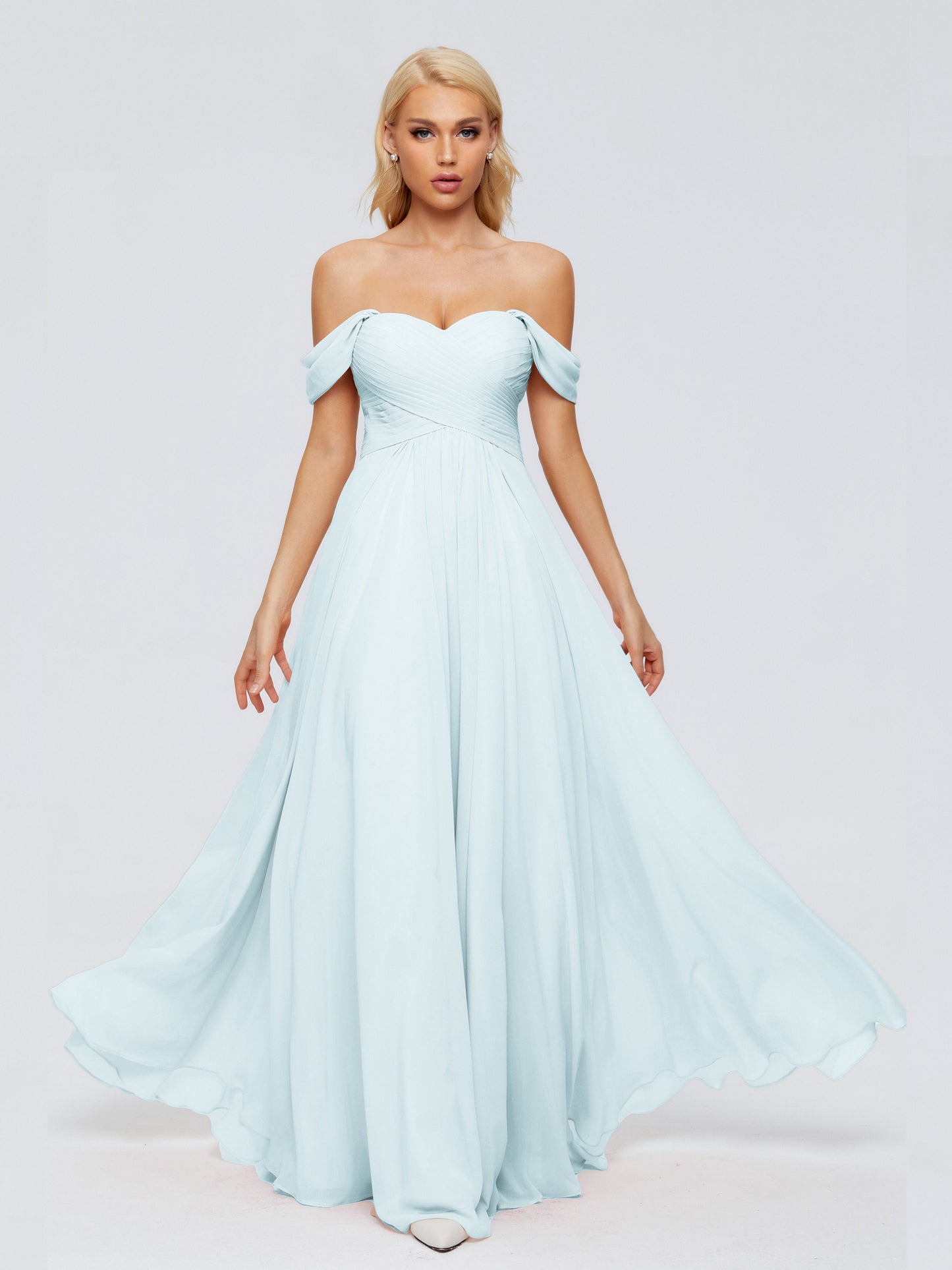 Trinity Off-The-Shoulder Chiffon Bridesmaid Dresses