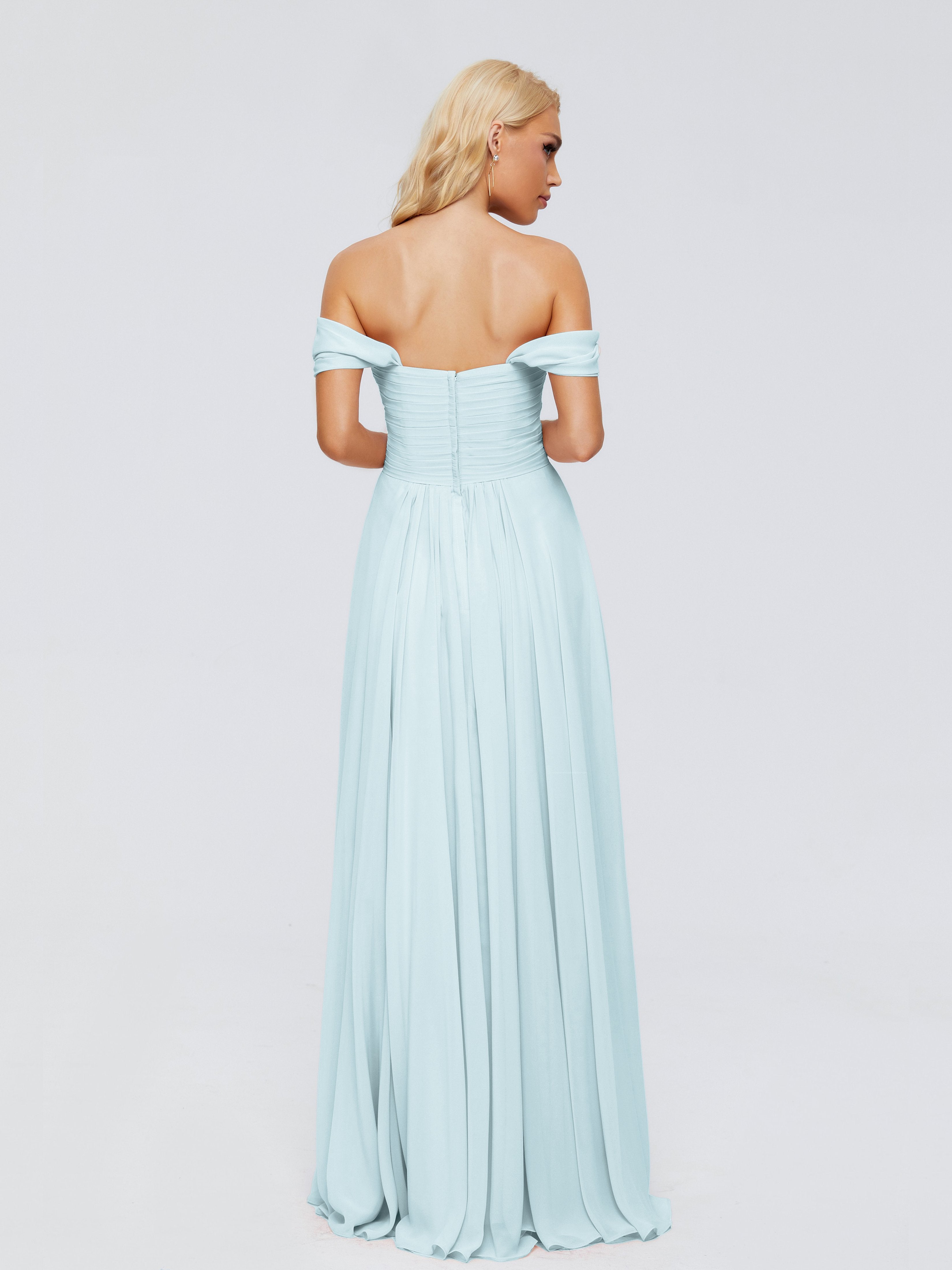 Trinity Off-The-Shoulder Chiffon Bridesmaid Dresses