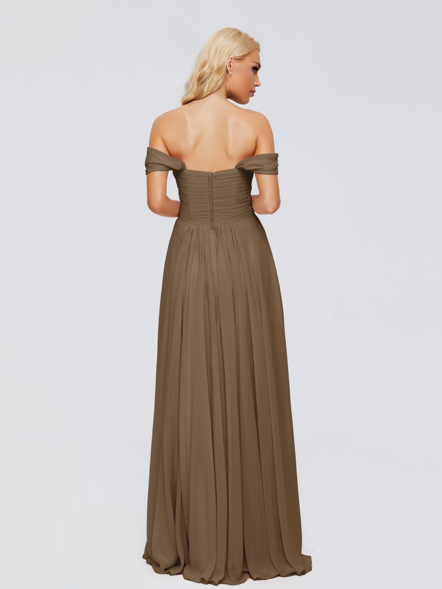 Trinity Off-The-Shoulder Chiffon Bridesmaid Dresses