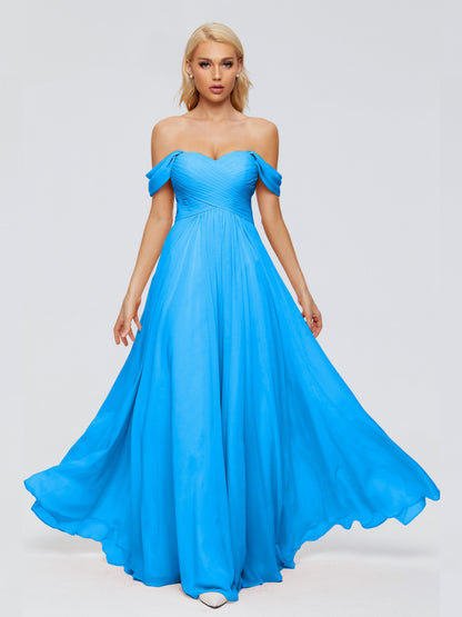 Trinity Off-The-Shoulder Chiffon Bridesmaid Dresses