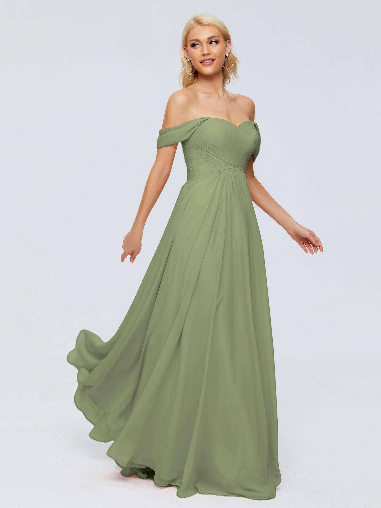 Trinity Off-The-Shoulder Chiffon Bridesmaid Dresses