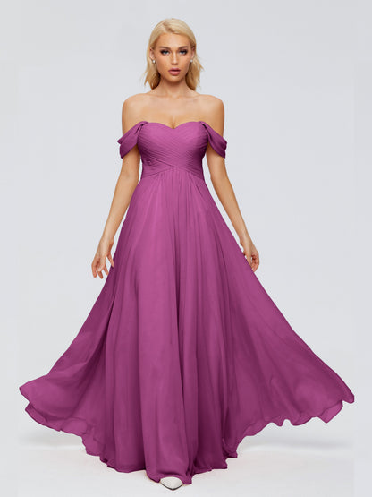 Trinity Off-The-Shoulder Chiffon Bridesmaid Dresses