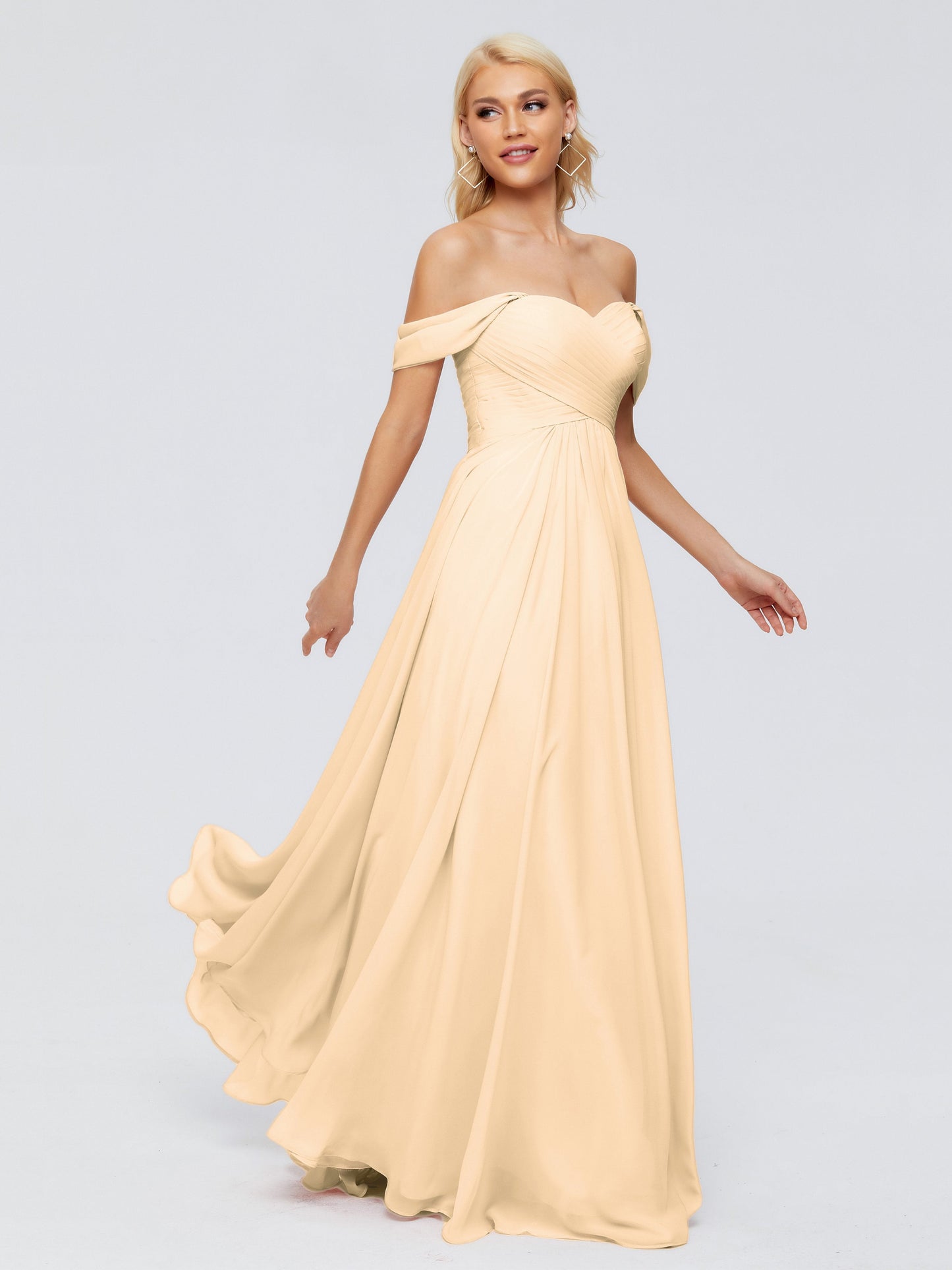 Trinity Off-The-Shoulder Chiffon Bridesmaid Dresses