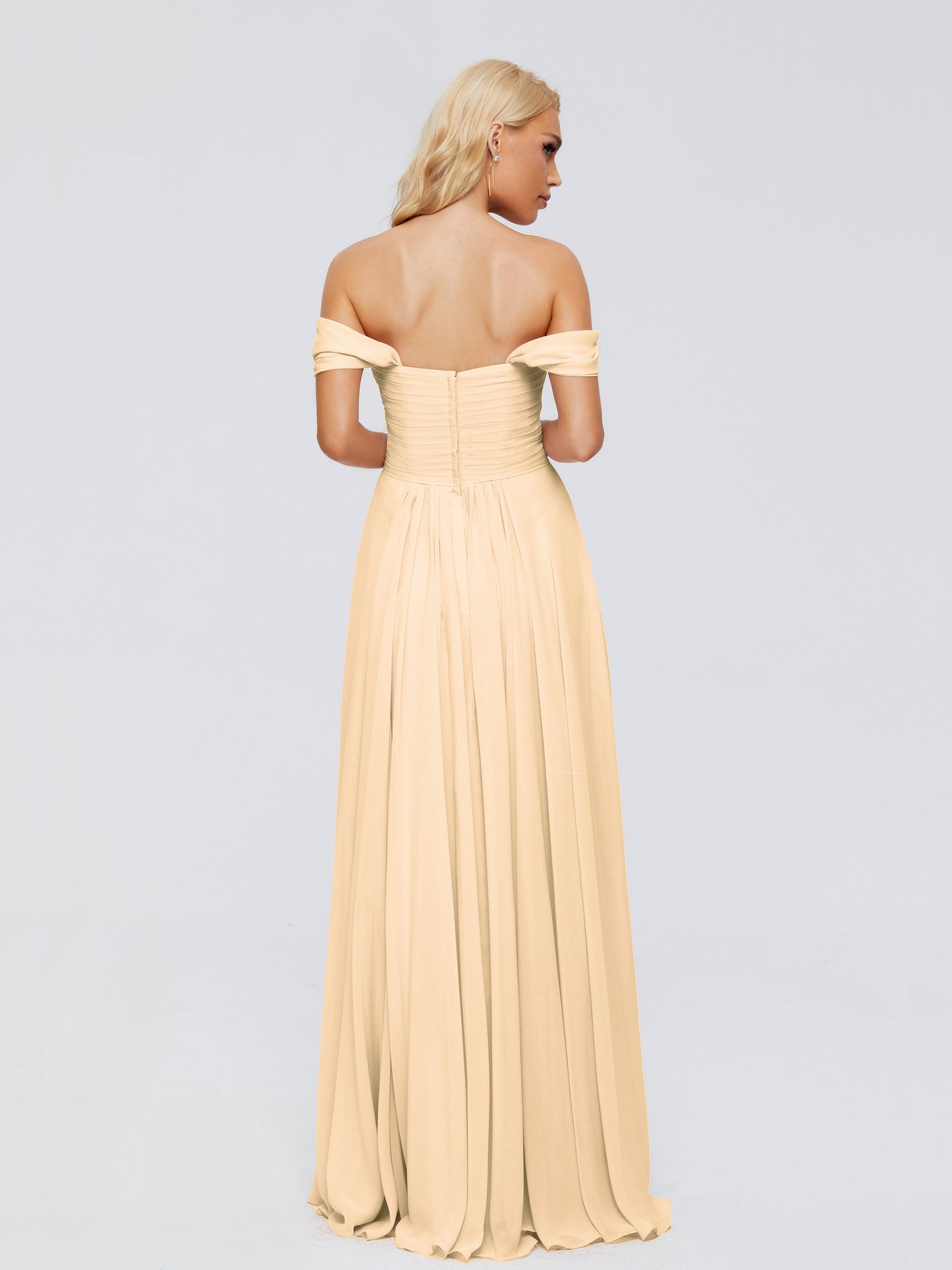 Trinity Off-The-Shoulder Chiffon Bridesmaid Dresses