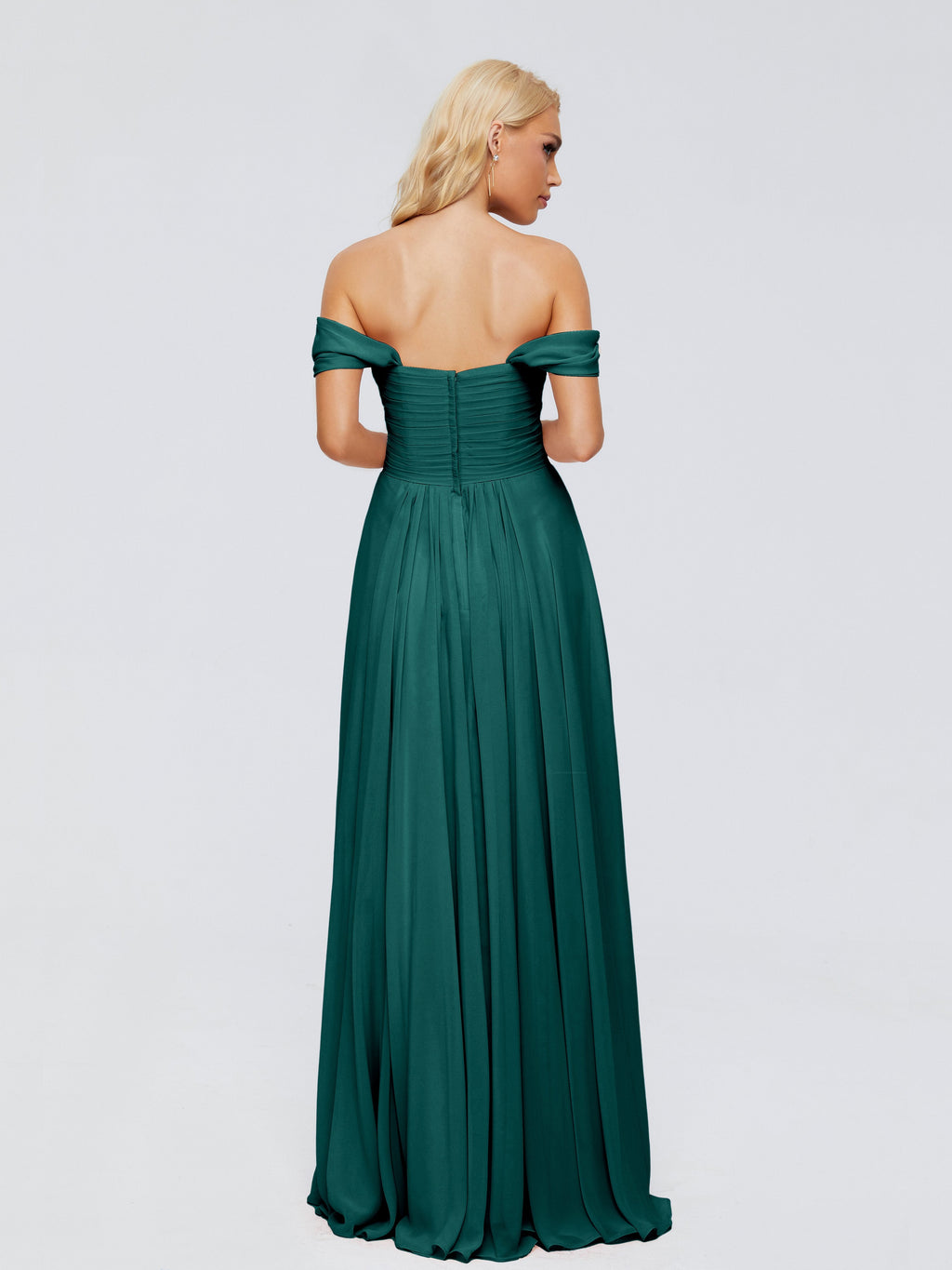 Trinity Off-The-Shoulder Chiffon Bridesmaid Dresses