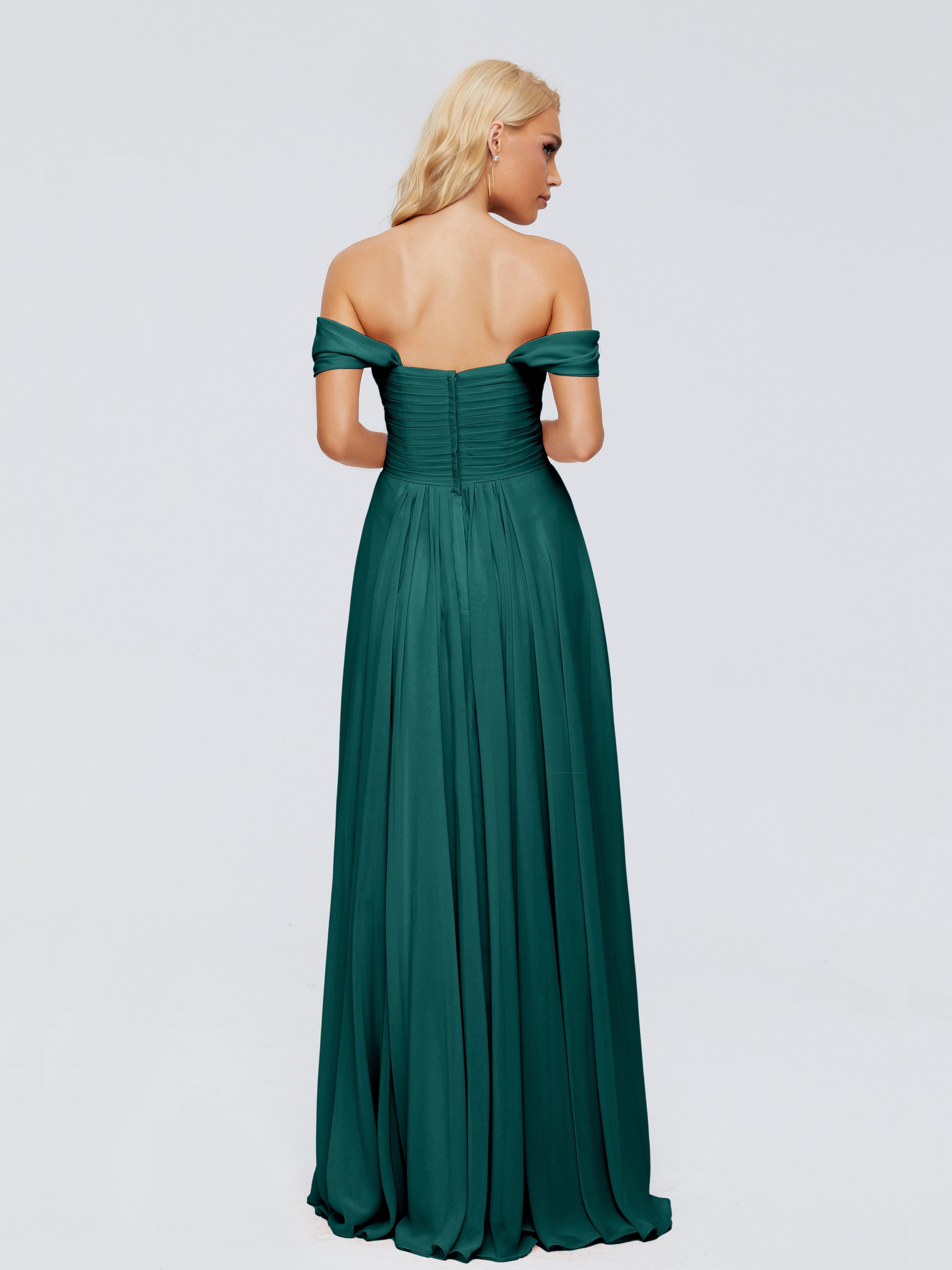 Trinity Off-The-Shoulder Chiffon Bridesmaid Dresses