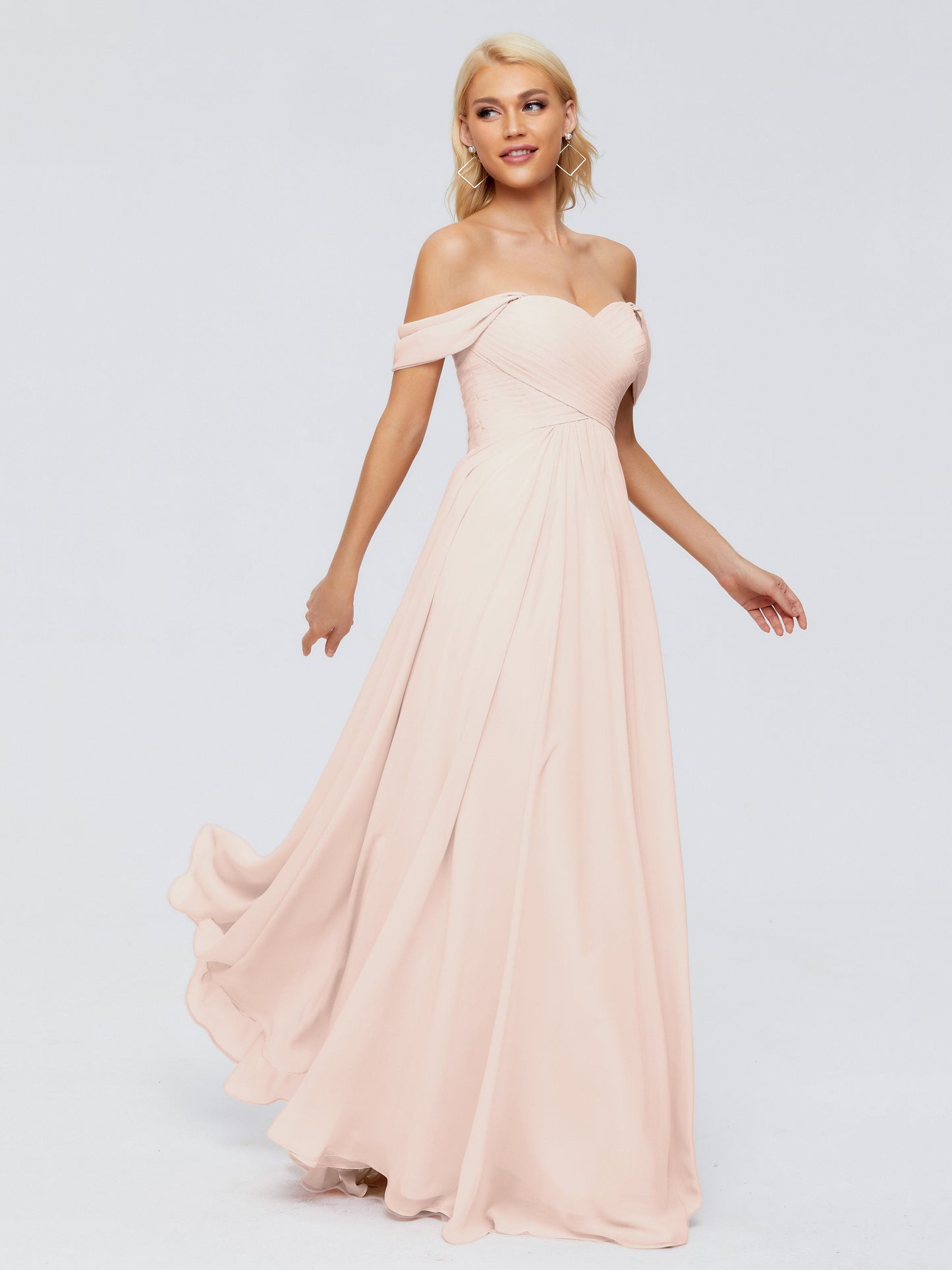 Trinity Off-The-Shoulder Chiffon Bridesmaid Dresses
