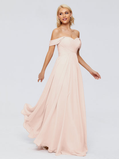 Trinity Off-The-Shoulder Chiffon Bridesmaid Dresses
