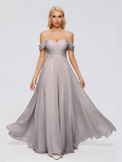 Trinity Off-The-Shoulder Chiffon Bridesmaid Dresses