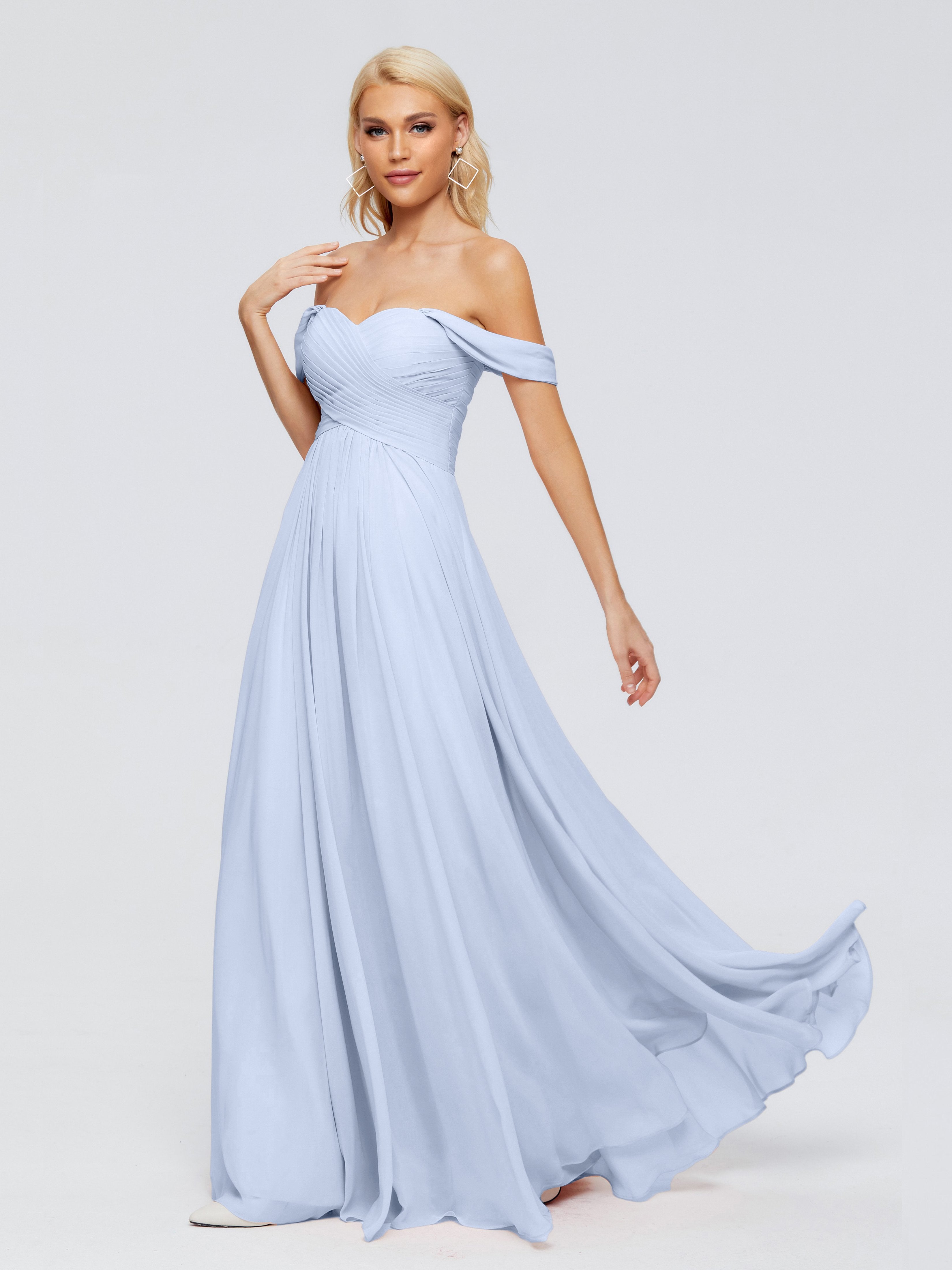 Trinity Off-The-Shoulder Chiffon Bridesmaid Dresses