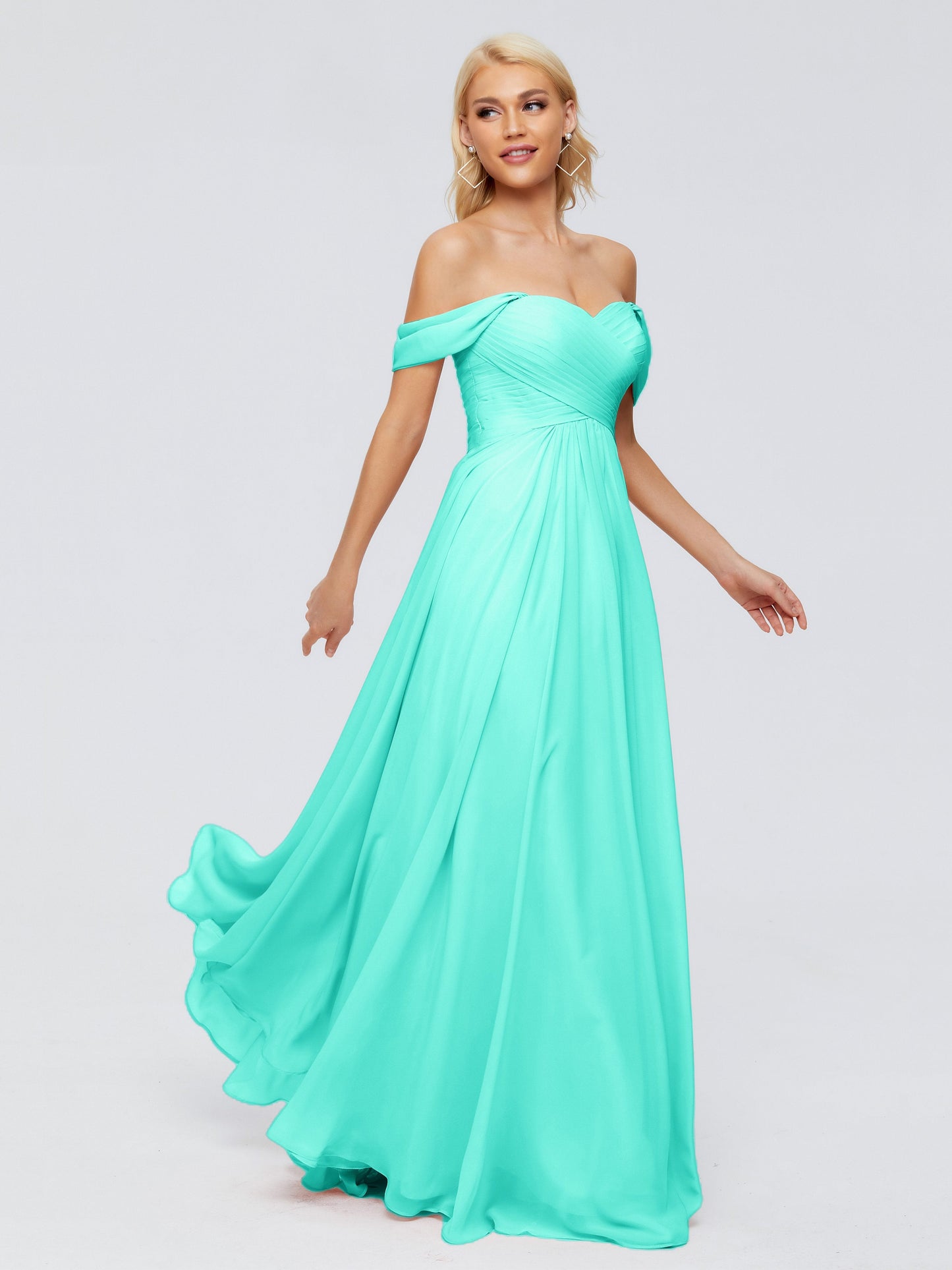 Trinity Off-The-Shoulder Chiffon Bridesmaid Dresses