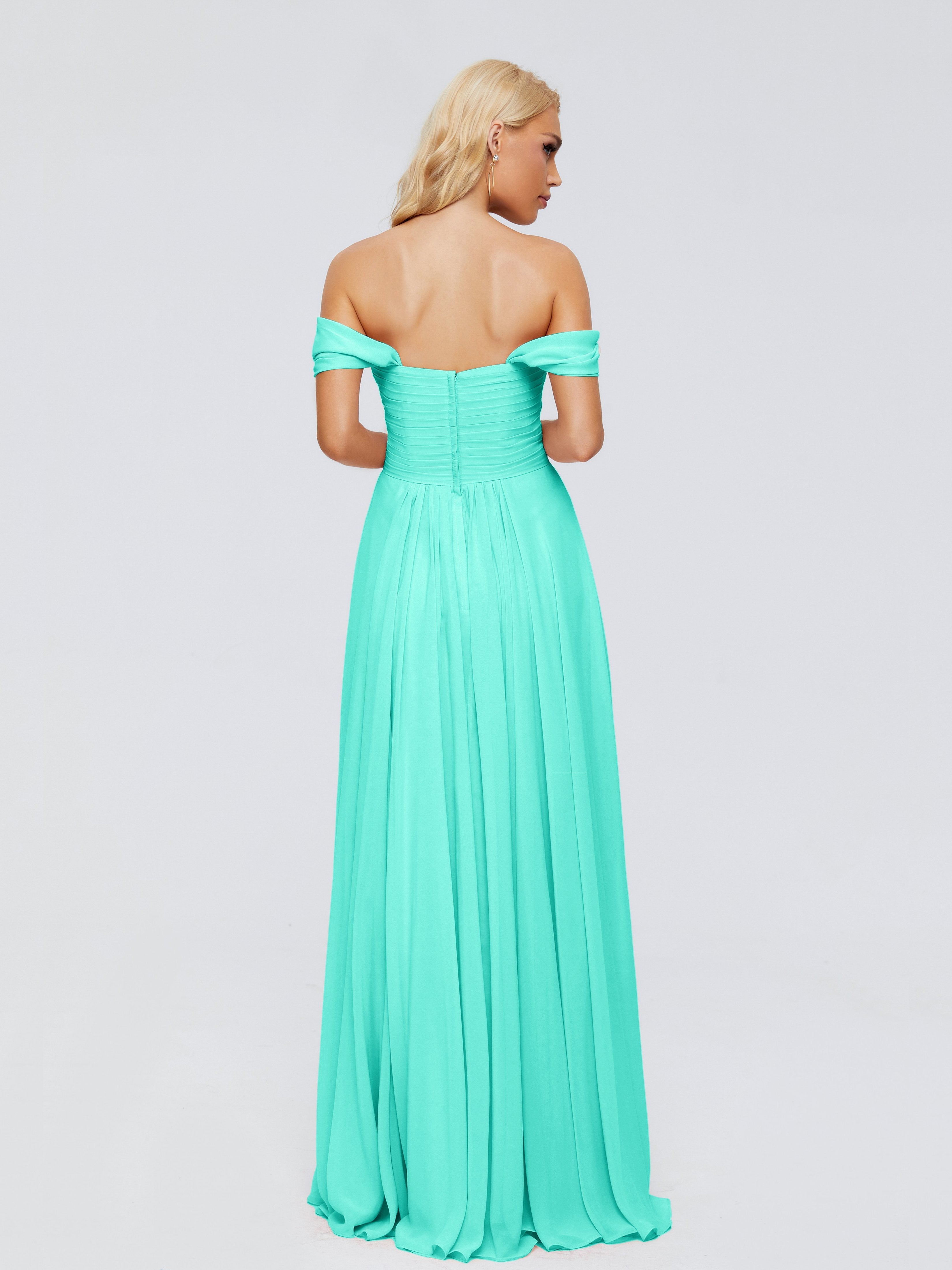 Trinity Off-The-Shoulder Chiffon Bridesmaid Dresses