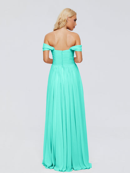 Trinity Off-The-Shoulder Chiffon Bridesmaid Dresses