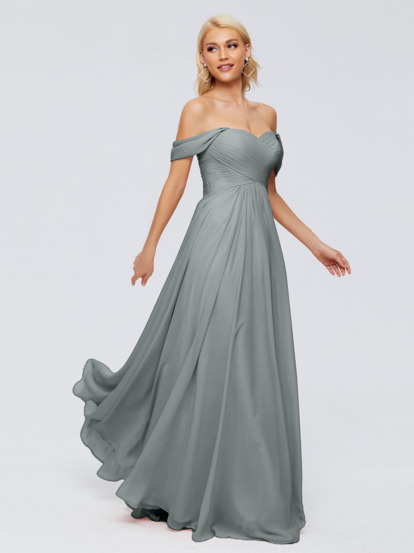 Trinity Off-The-Shoulder Chiffon Bridesmaid Dresses