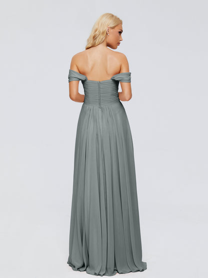 Trinity Off-The-Shoulder Chiffon Bridesmaid Dresses
