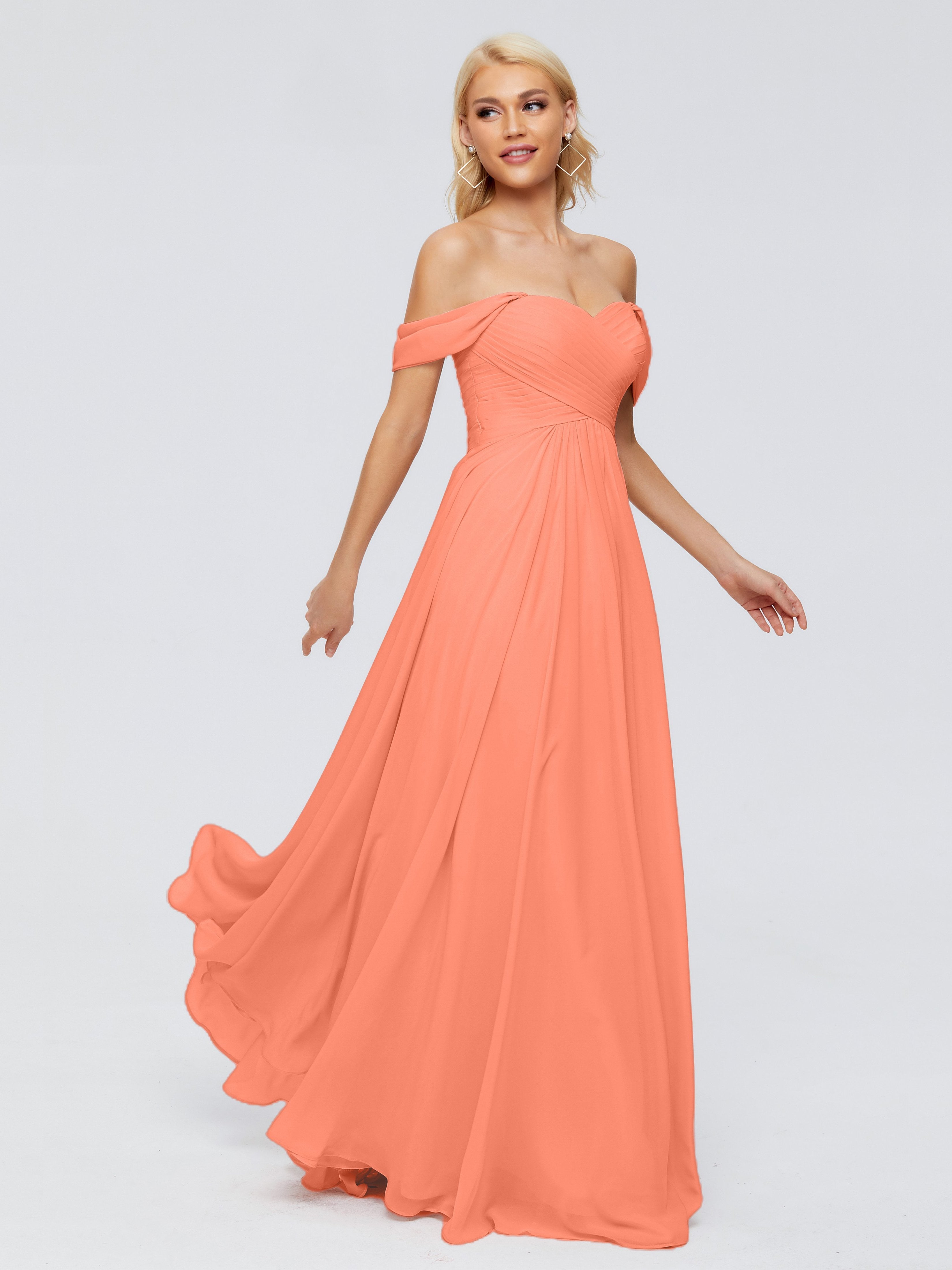 Trinity Off-The-Shoulder Chiffon Bridesmaid Dresses