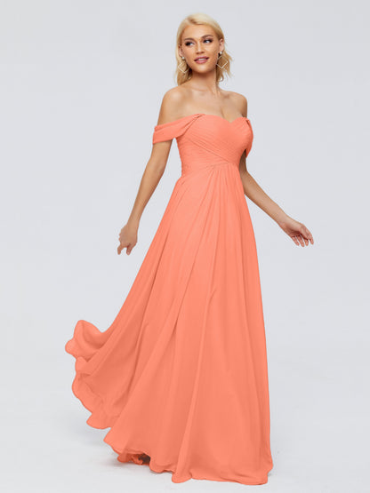 Trinity Off-The-Shoulder Chiffon Bridesmaid Dresses