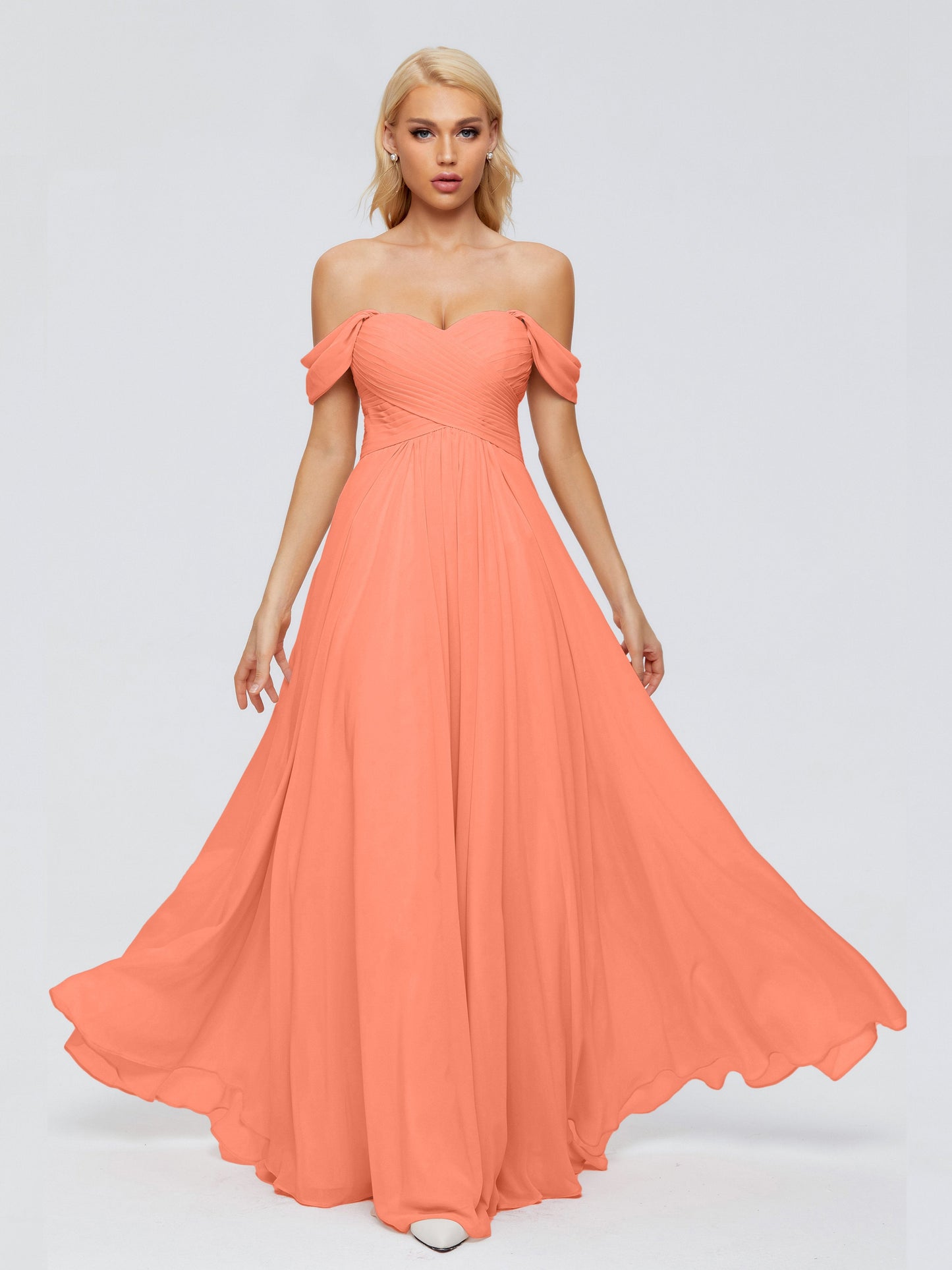 Trinity Off-The-Shoulder Chiffon Bridesmaid Dresses